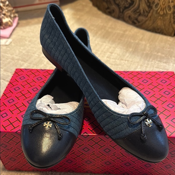 Tory Burch Shoes - Tory Burch Black and Blue Flats Sleek Minimalist Design
